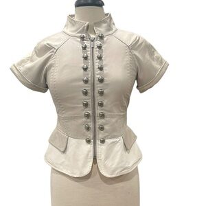 BCBGMaxAzria Cream Leather Jacket